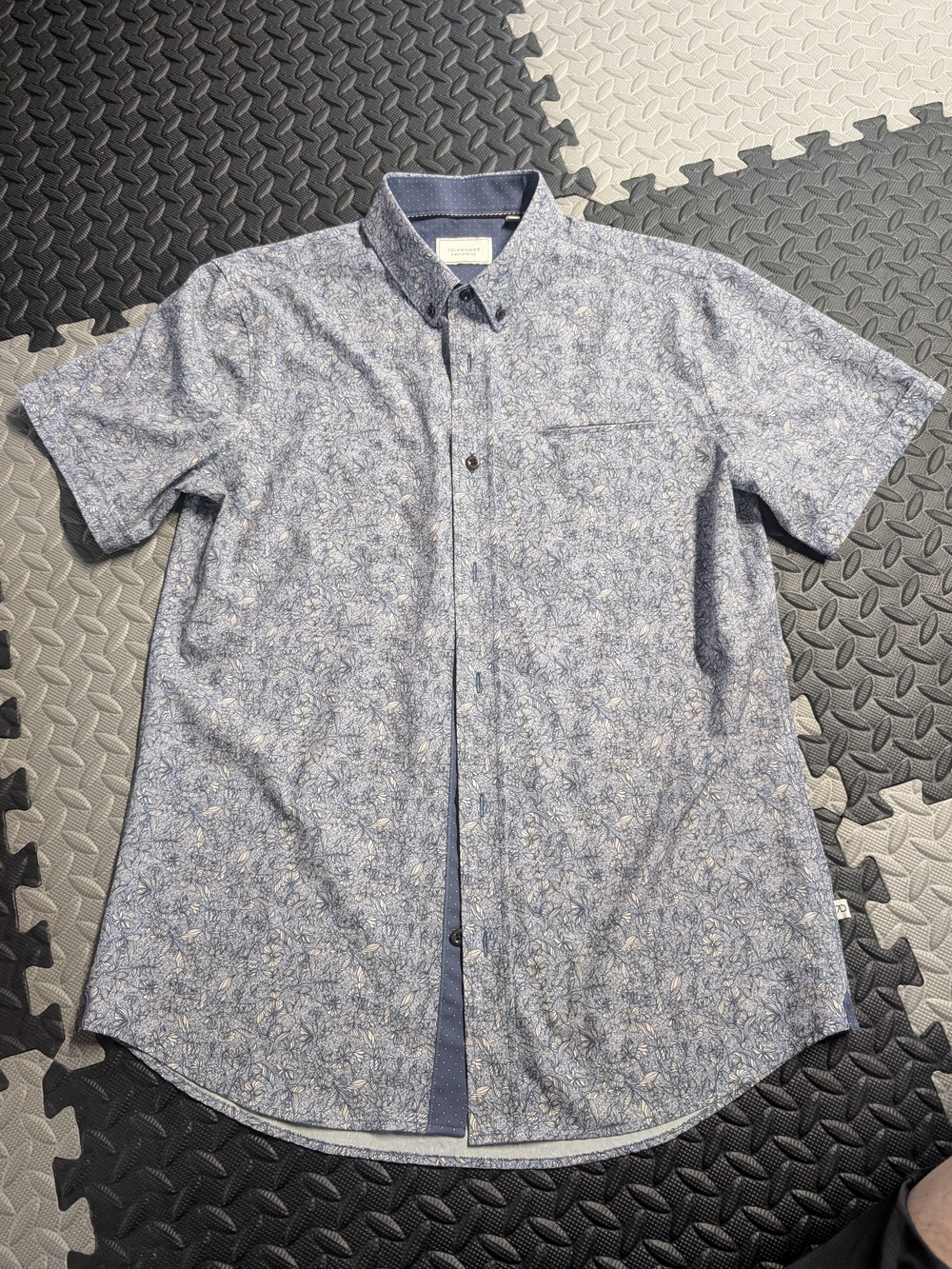 7 Diamonds Light Blue Short-Sleeve Floral Button-Down Shirt